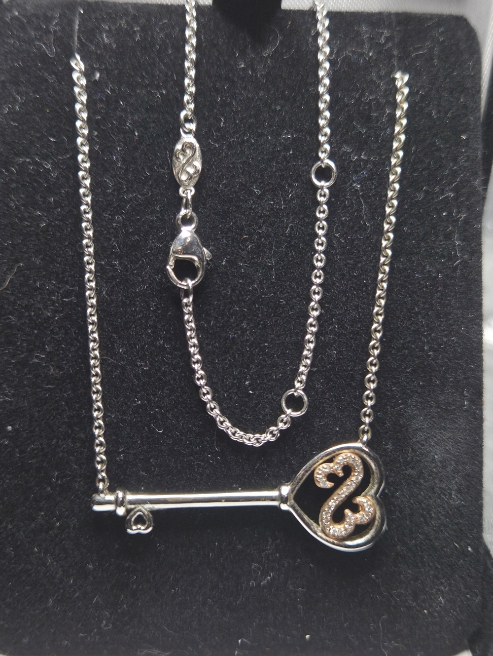 Jane Seymour 10k Rose Gold - Sterling & Genuine Diamond Open Heart Key Necklace